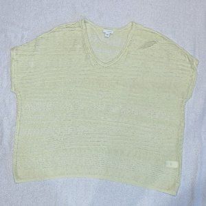 Pure Jill woven see-through linen blend yellow /green top L.